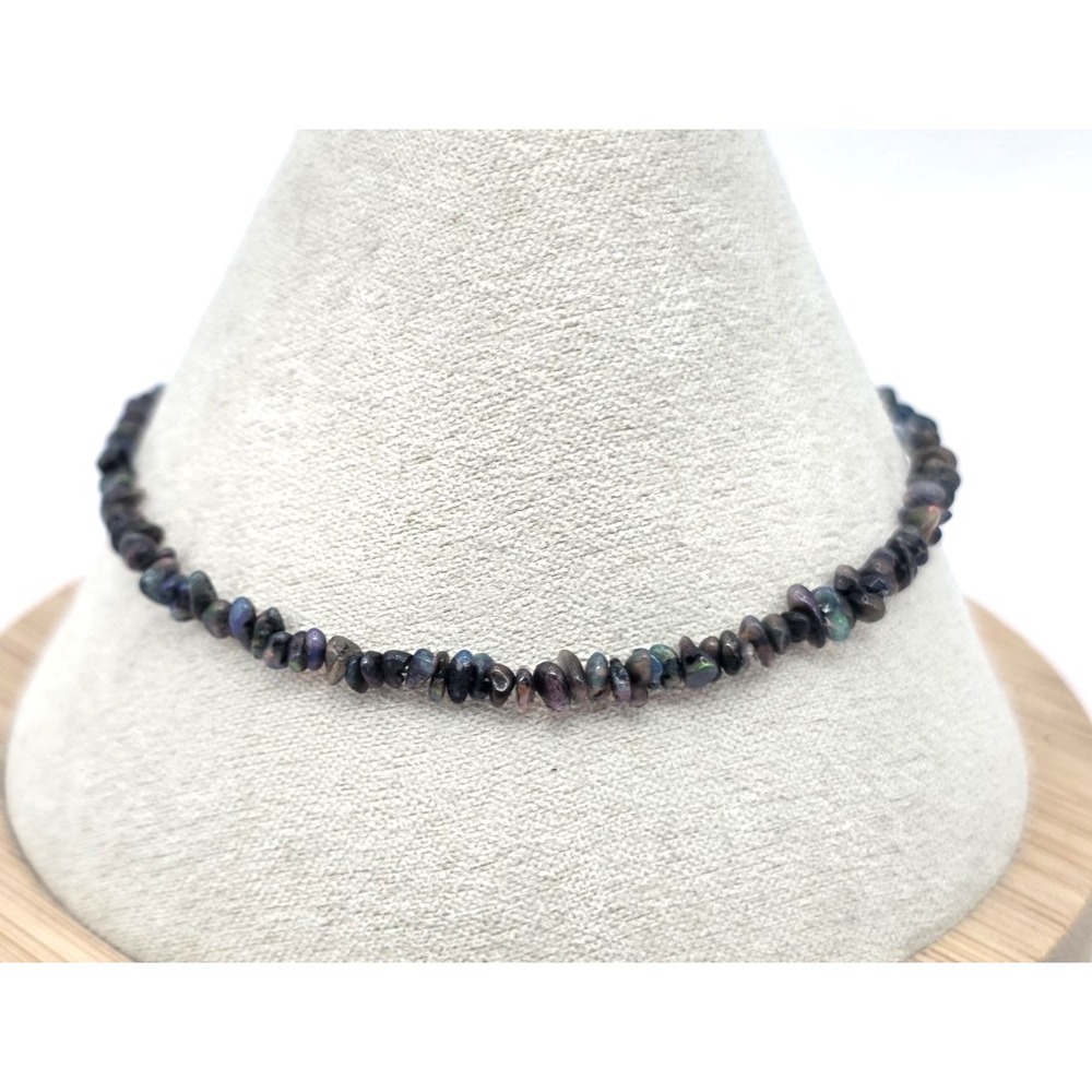 Ethiopian Opal Bracelet Black Rainbow Sterling Silver Chain Adjustable 6 3/4"-9"